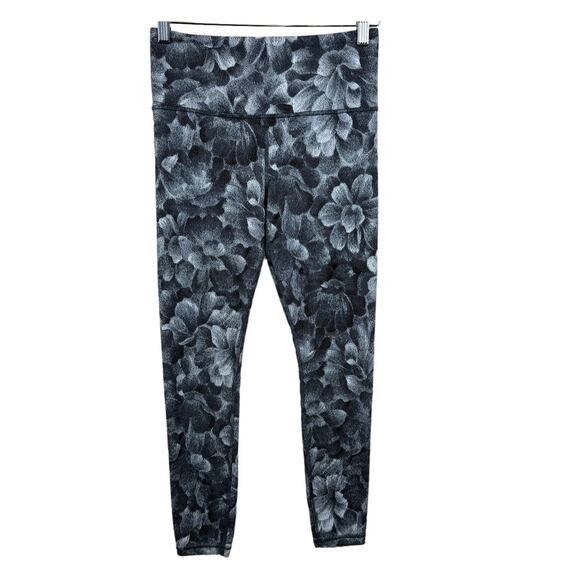 Women's Athleta Gray White Elation Textured Tight Floral Activewear Leggings S - Picture 1 of 9